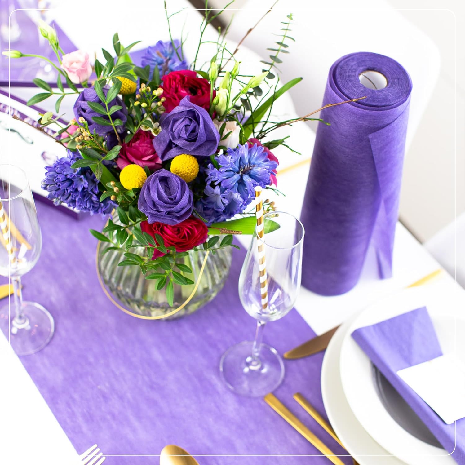 100%Mosel - chemin de table non-tissé violet 30x250cm - déco occasions