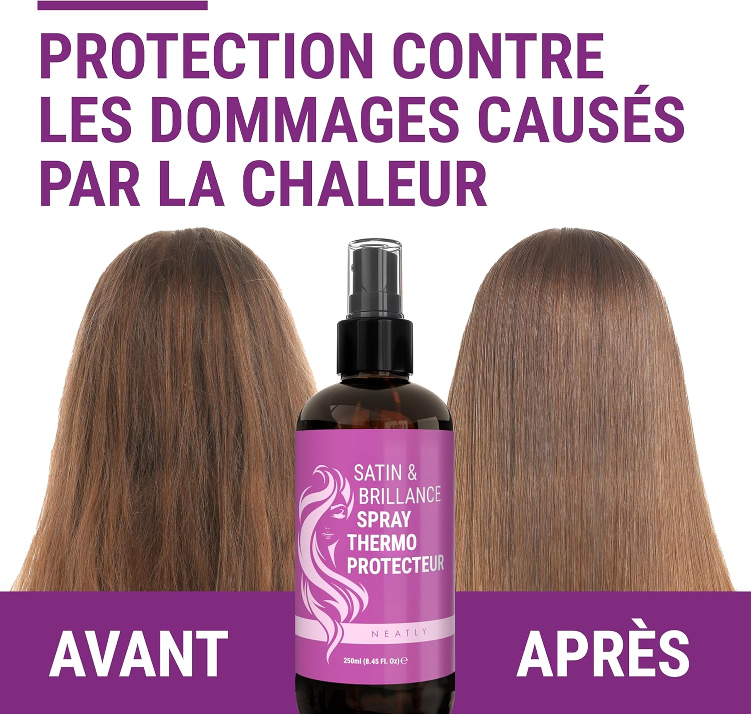 Neatly - Spray thermoprotecteur kératine 250ml - protection chaleur cheveux secs abîmés à 230°C