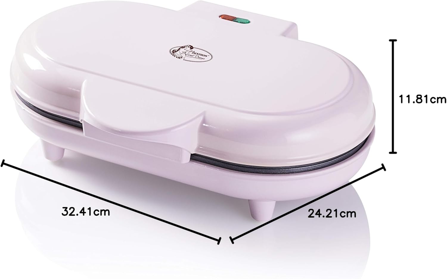 Bestron - Gaufrier double Sweet Dreams - rose - antiadhésif, cœurs