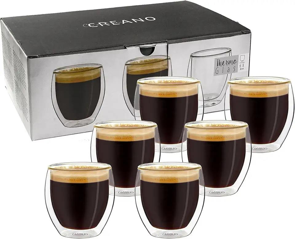 Creano – Verres à expresso double paroi 80ml – 6 pièces – effet flottant