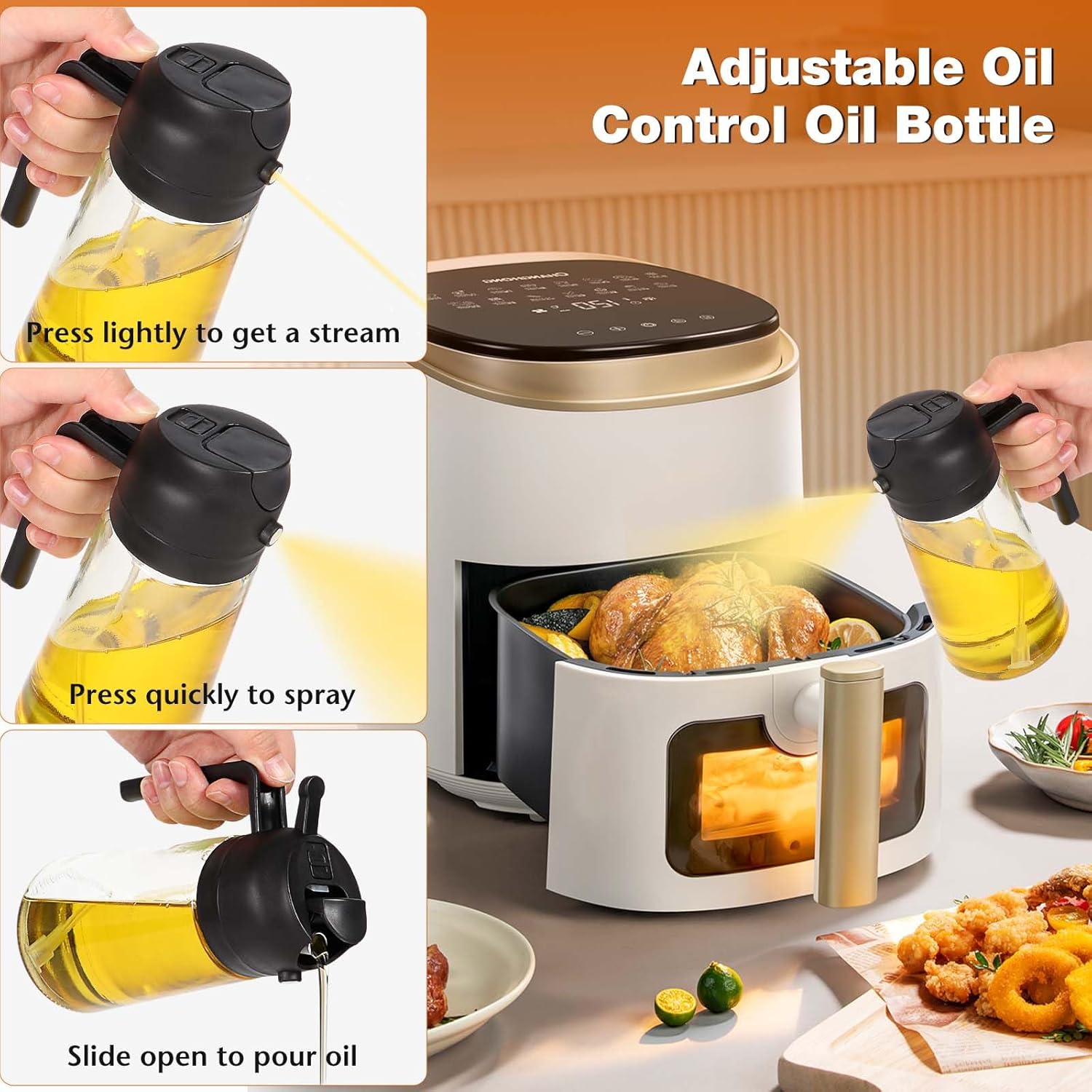 Spray huile cuisine 2en1 en verre 470ml, pour grillades et cuisson