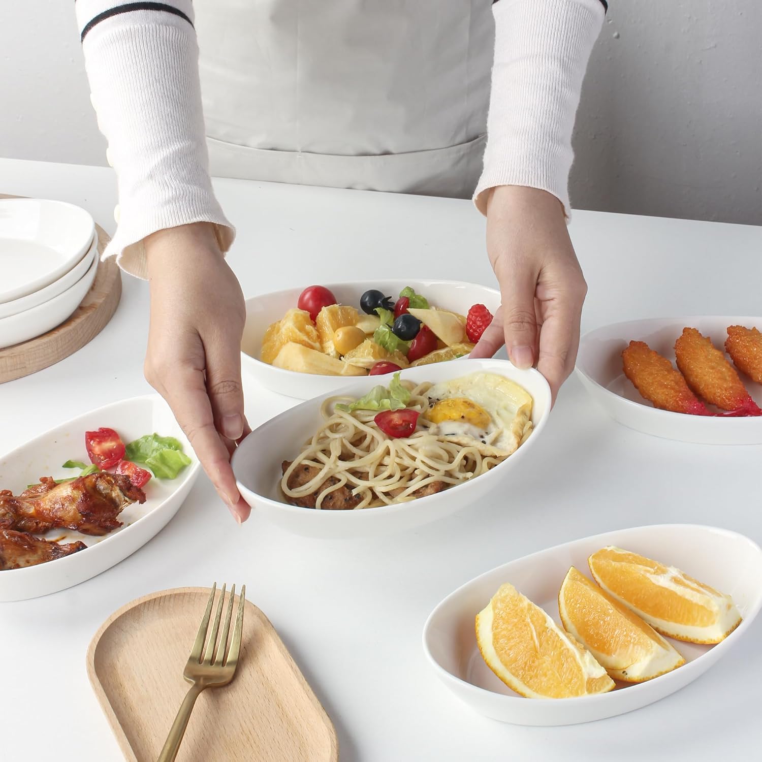 Plats à four individuels - céramique 300ml - lot de 6, four/micro-ondes