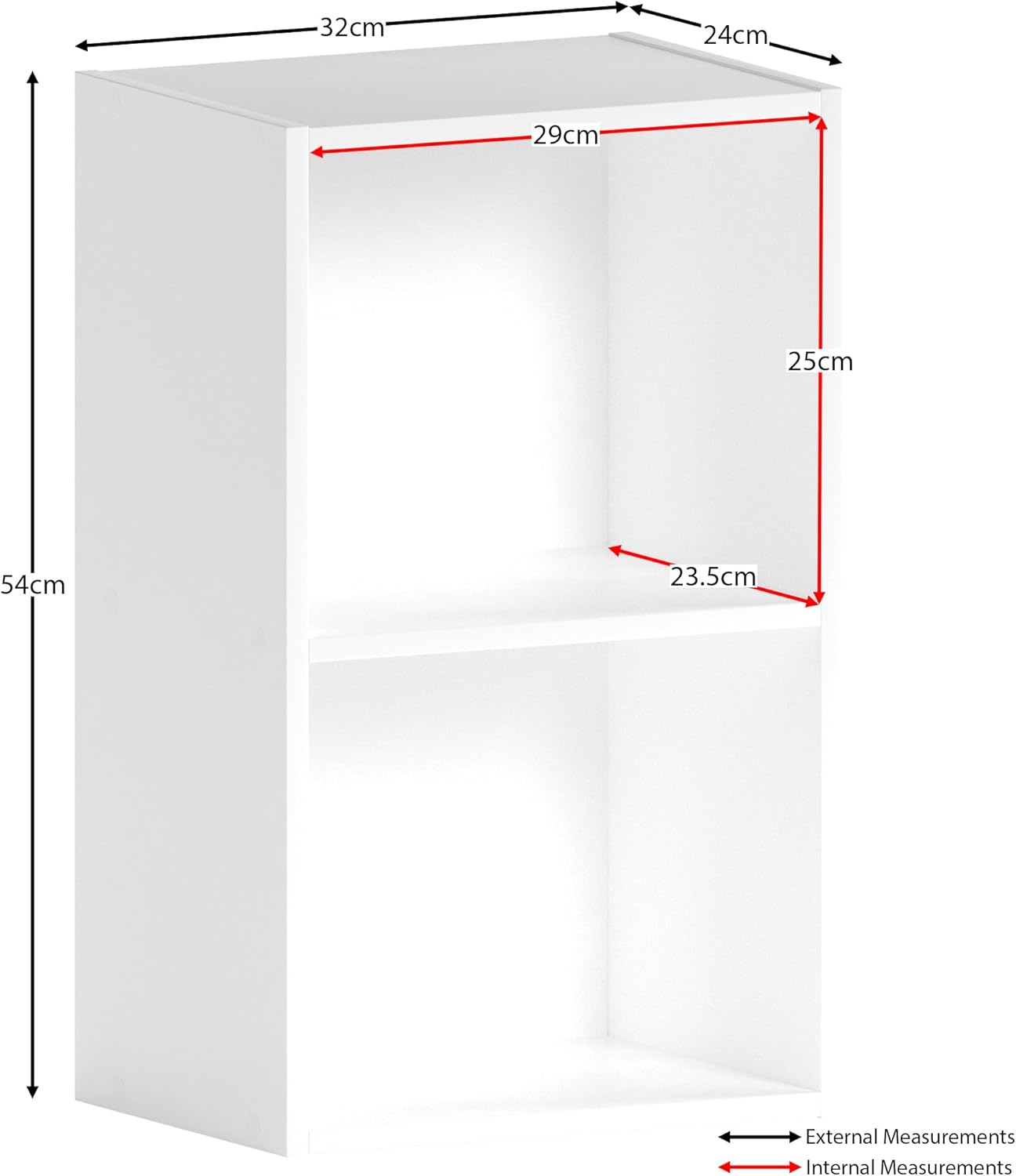 Vida Designs - Oxford série - 54x32x24cm - bibliothèque 2 niveaux, blanc