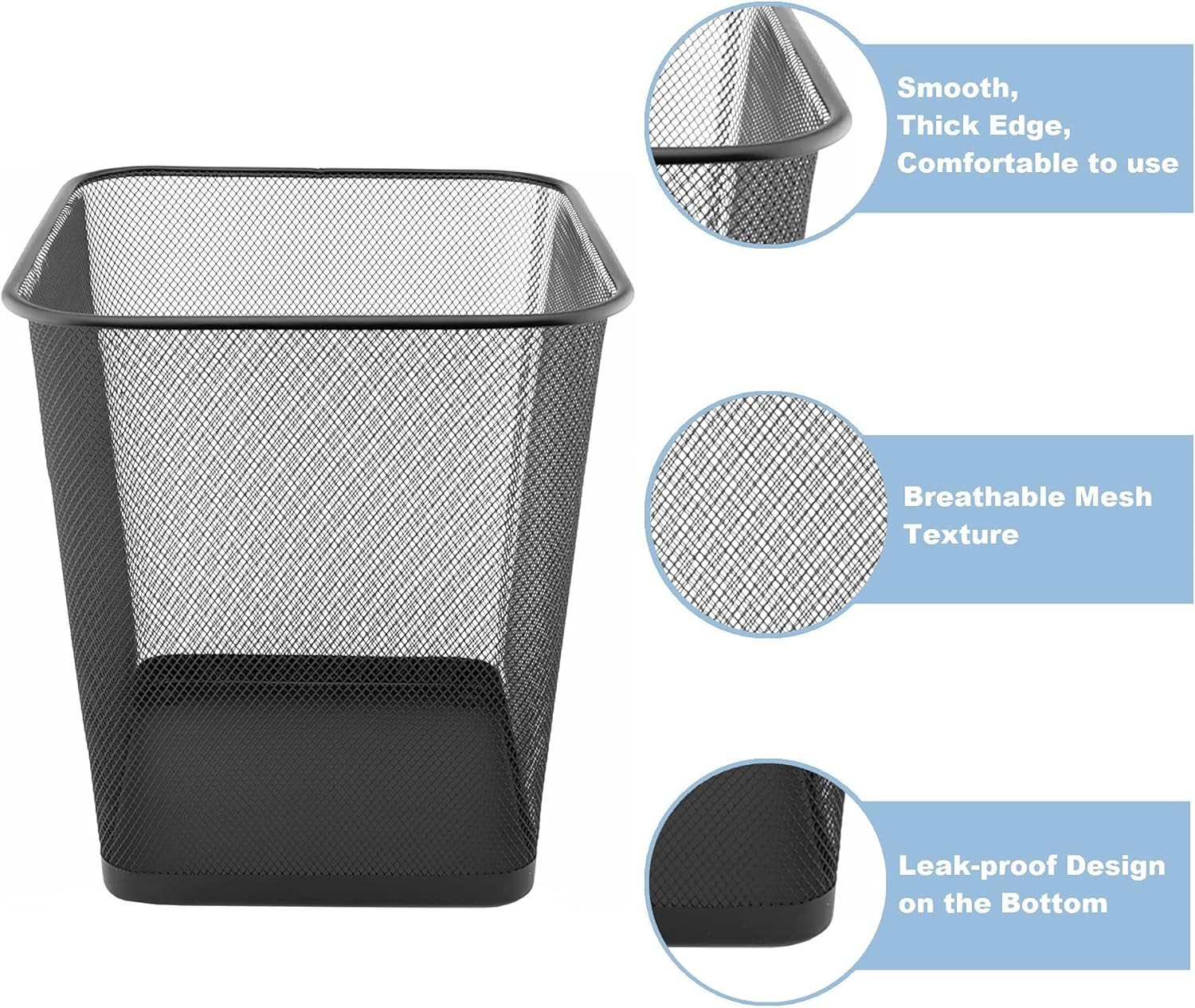 D.RECT - Corbeille Bureau Série 18L - 30x27x33cm - Treillis métal noir