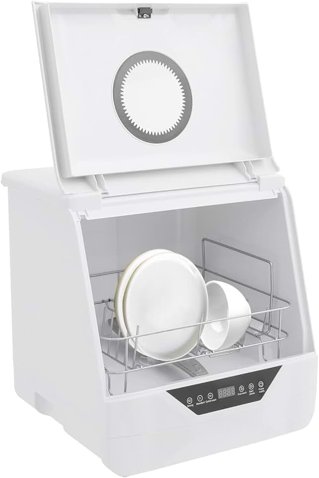 Mini lave-vaisselle compact - 4 programmes - nettoyage 360° - idéal 2-5 personnes