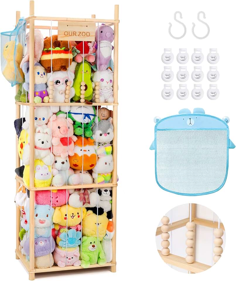 Rangement peluche enfant - bois - grande capacité - pour chambre et salon