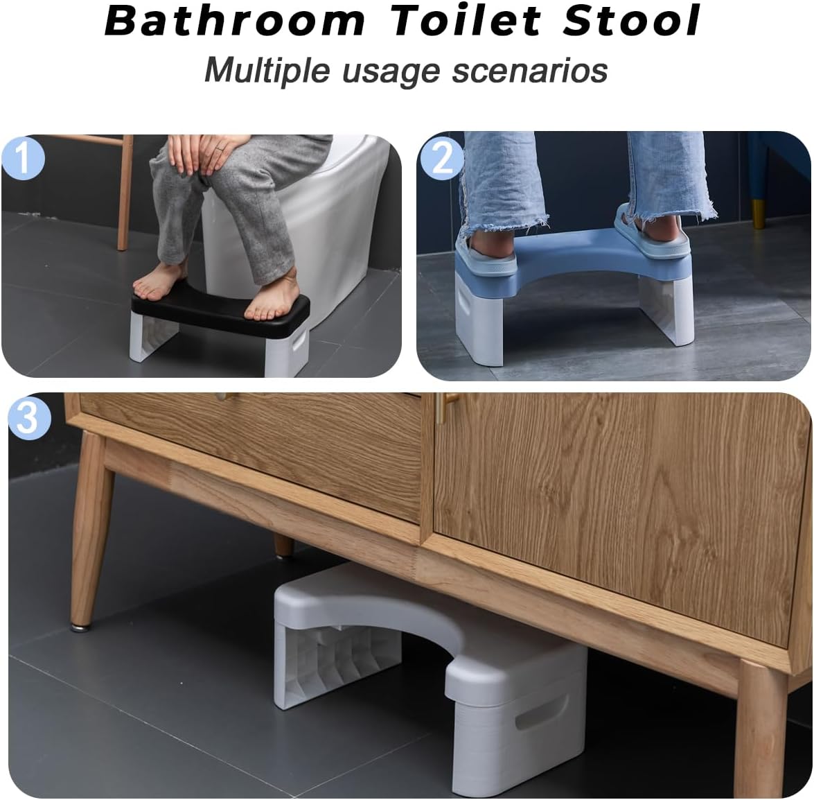 Tabouret de salle de bain - multifonction, compact, portable, blanc, robuste