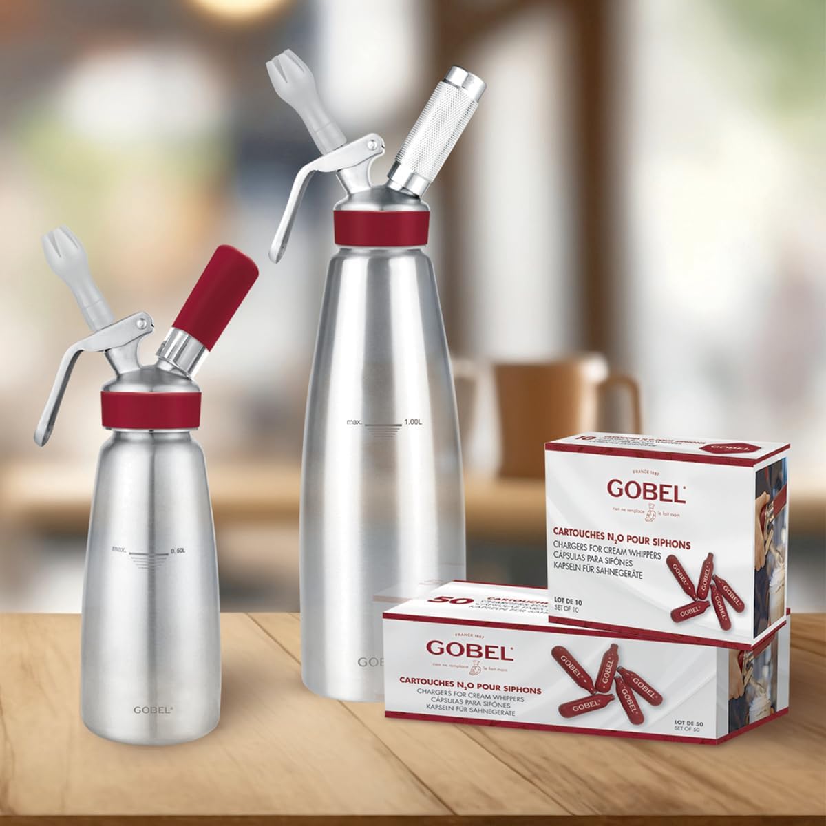 GOBEL - cartouches N₂O pour siphons - acier recyclable - lot de 10