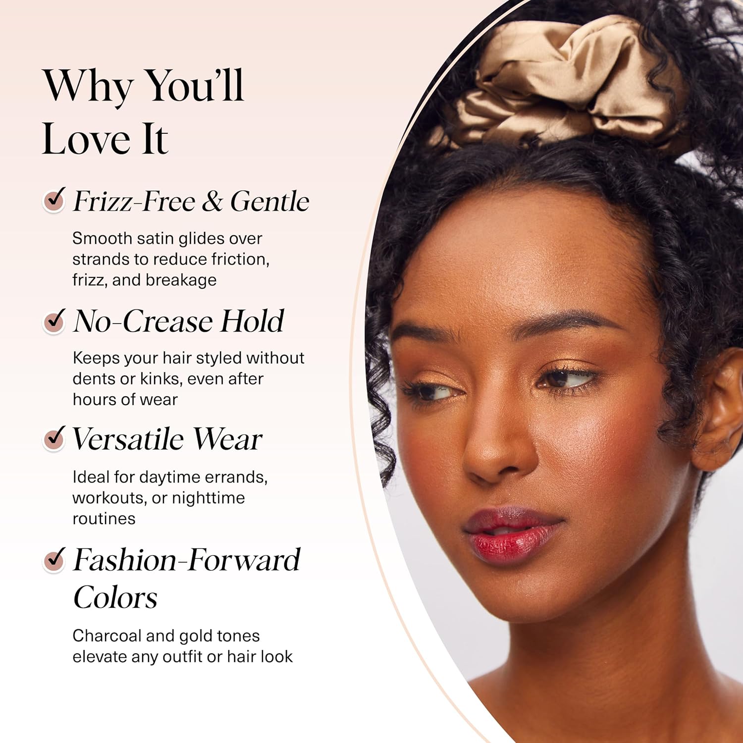 Kitsch - lot de 2 chouchous satin - doux cheveux femmes - élégant et confortable