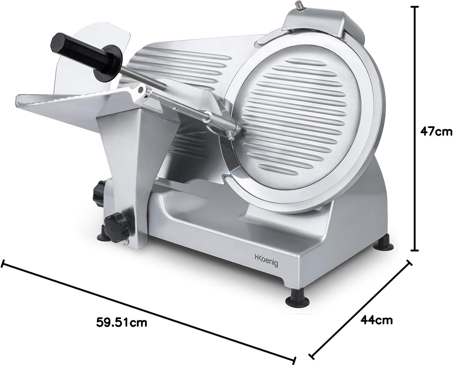 H.Koenig - trancheuse électrique MSX300 - lame 30 cm - coupe 0-15 mm, plateau large, aiguiseur, 282 rpm
