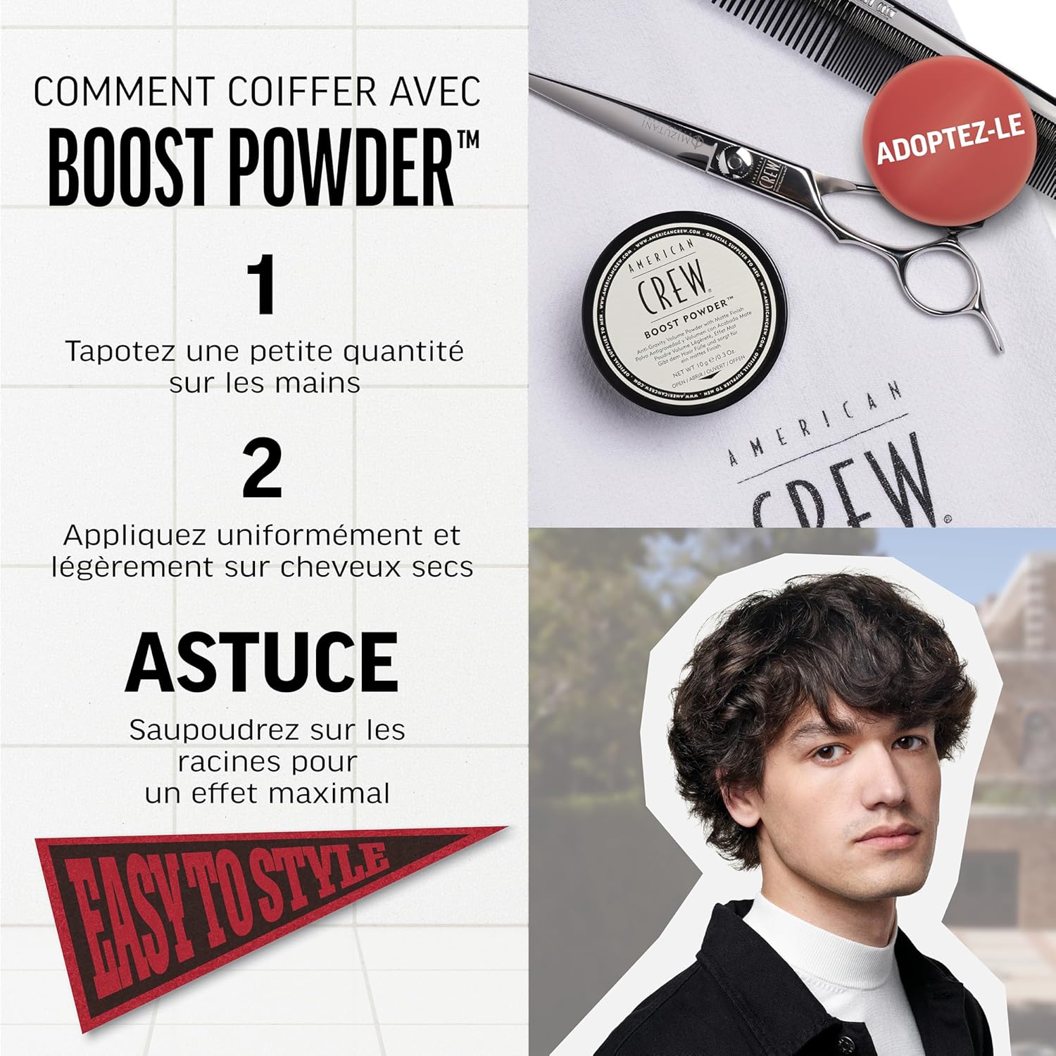American Crew - Boost Powder - 10g - Poudre coiffante mate, volume, tous cheveux