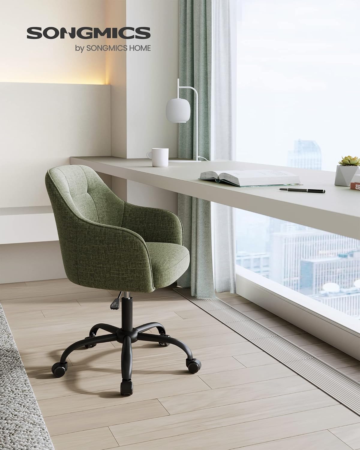 SONGMICS - fauteuil ergonomique - tissu coton-lin - acier, 110kg, réglable - OBG019C01