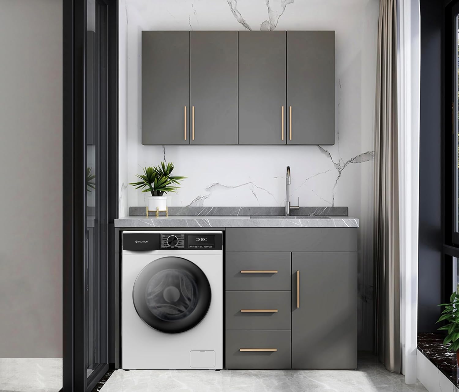 GEDTECH - Lave-linge frontal 10kg 1400tr 16 programmes éco - GLL101400WH