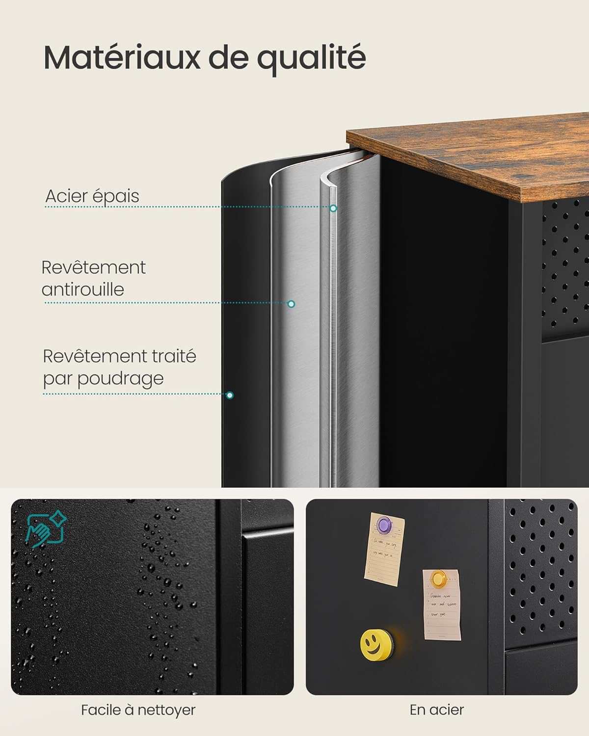 SONGMICS - buffet métal série LSC205BD01 - 40x141x76 cm - 4 portes magnétiques