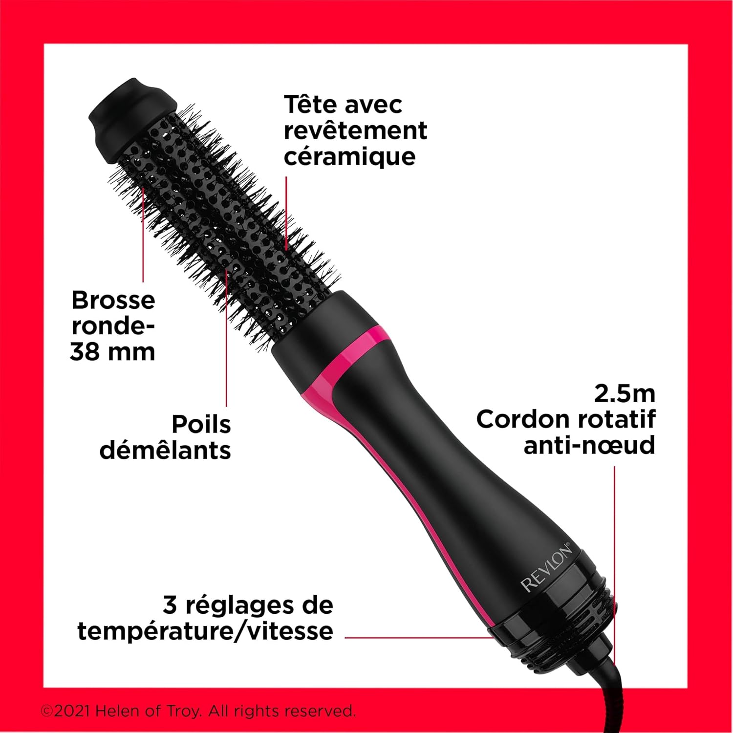 Revlon - One-Step Style Booster - Brosse ronde 38mm, céramique, ionique - RVDR5292UKE