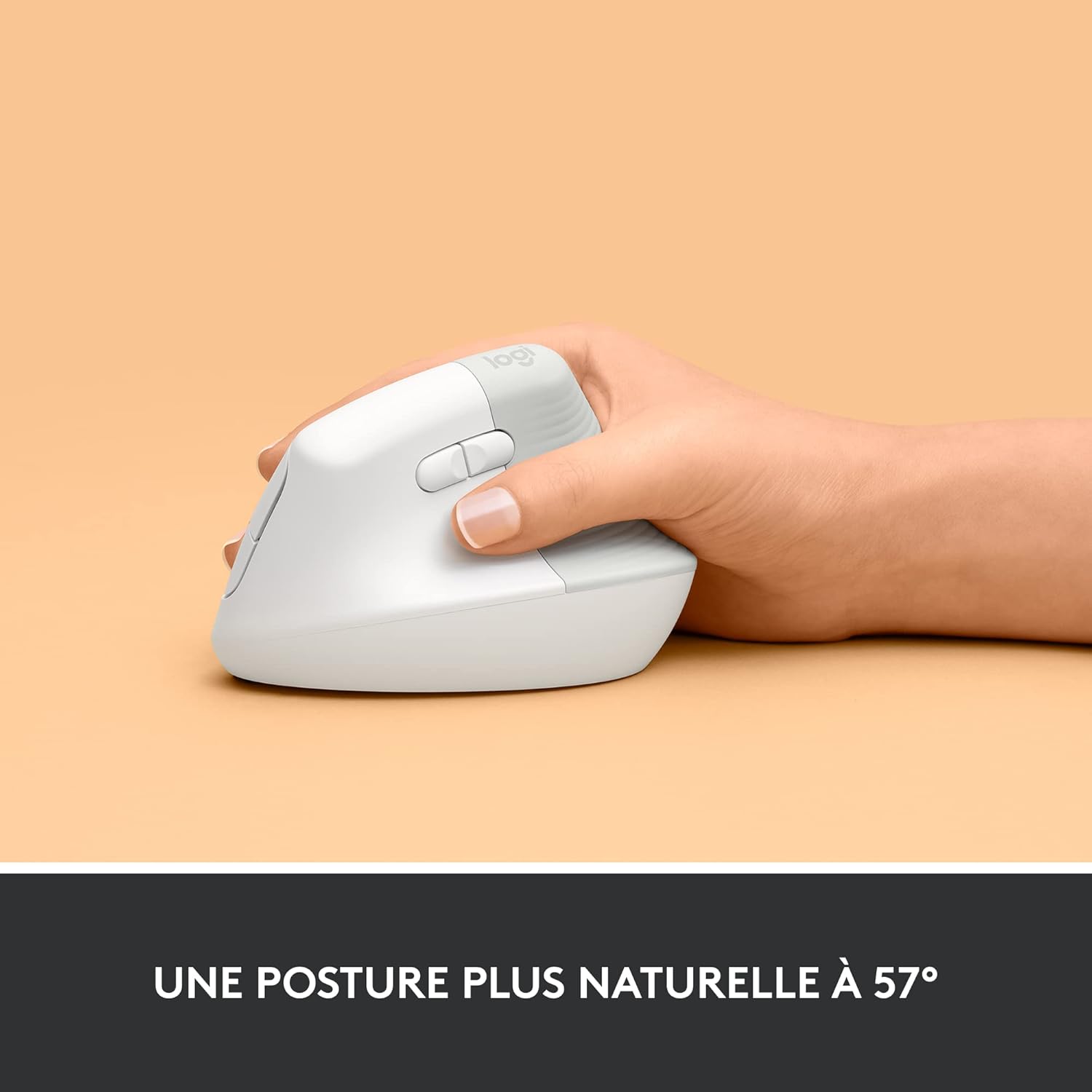 Logitech - Lift série - souris verticale sans fil, Bluetooth, 4 boutons, silencieuse, blanche