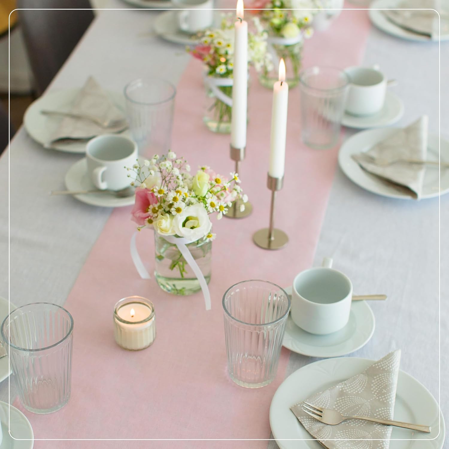 100%Mosel - Chemin de table non-tissé, rose pâle, 30x2500cm, décorations événementielles