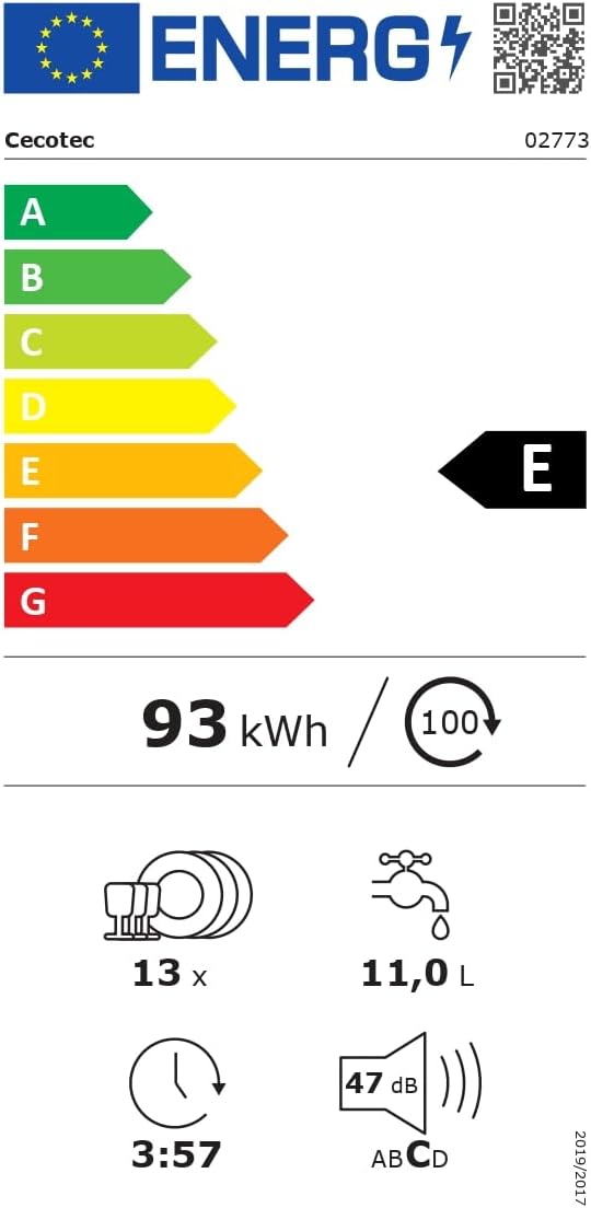 Cecotec - Bolero Aguazero 6100 - 60 cm - 13 couverts, 6 programmes, inox, faible consommation 6100