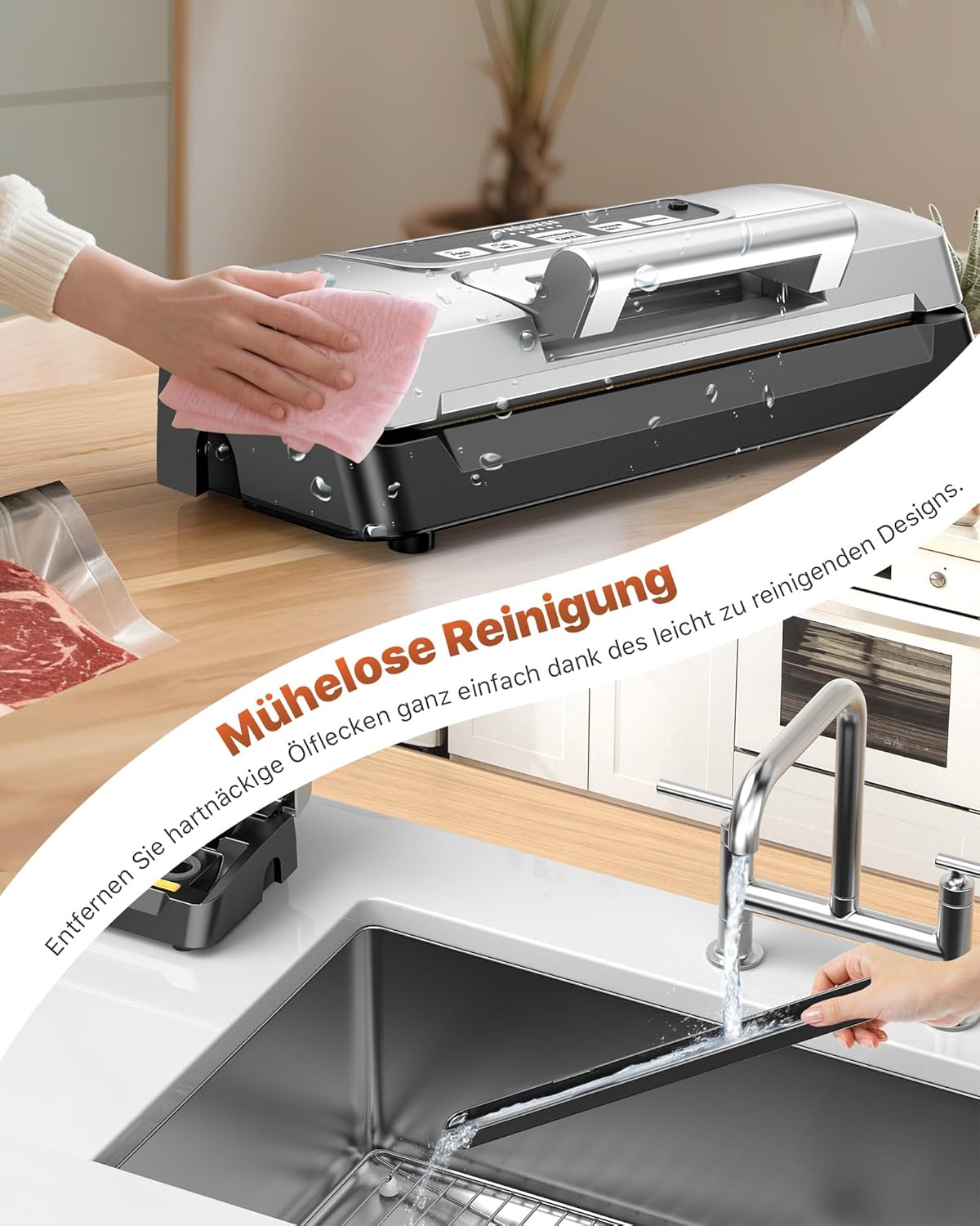 Machine sous vide - double pompe 90kPa, 20L/min - coupe-sacs, LED, sec/humide