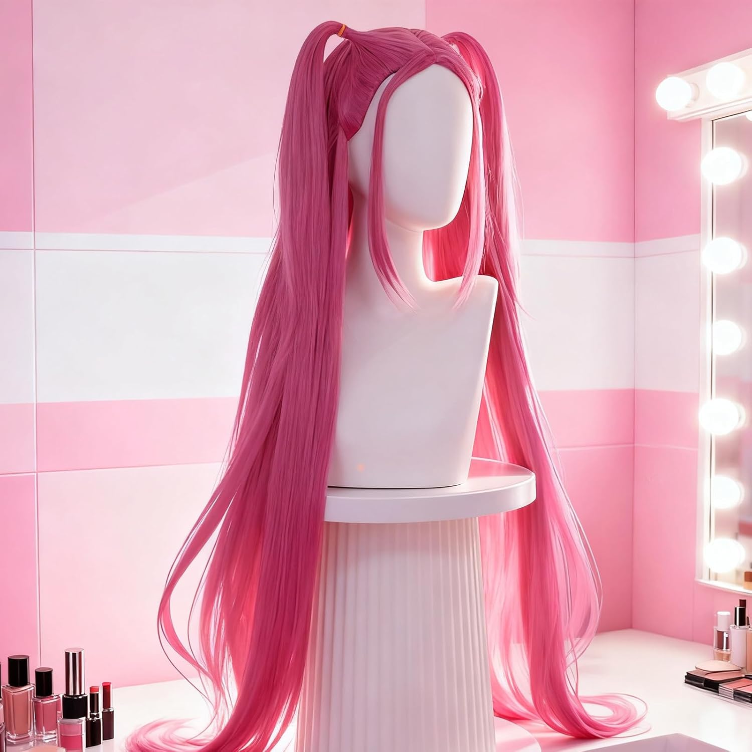 Perruque - cheveux longs droits, style K-Pop, idéale Halloween, B