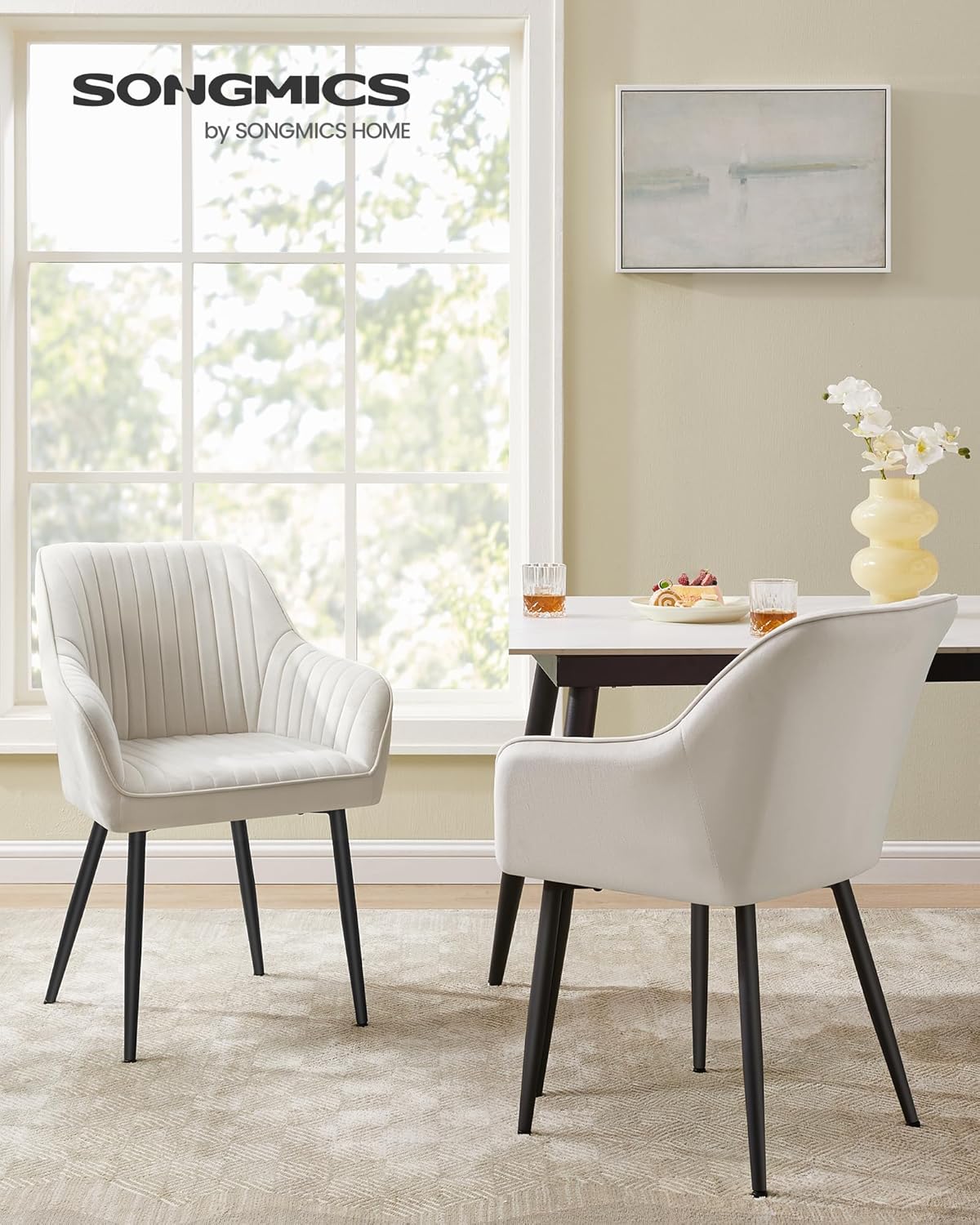 SONGMICS - fauteuil velours, accoudoirs, métal, 120 kg, LDC087W01