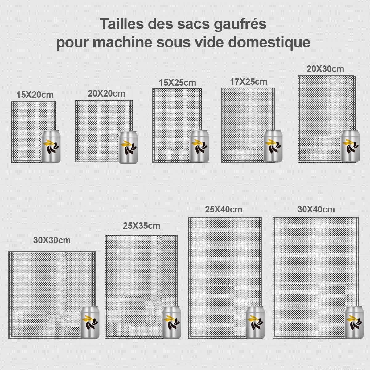 Bolsemack - sacs sous vide - 15x20 cm, 100 pcs, gaufrés, sans BPA, UE