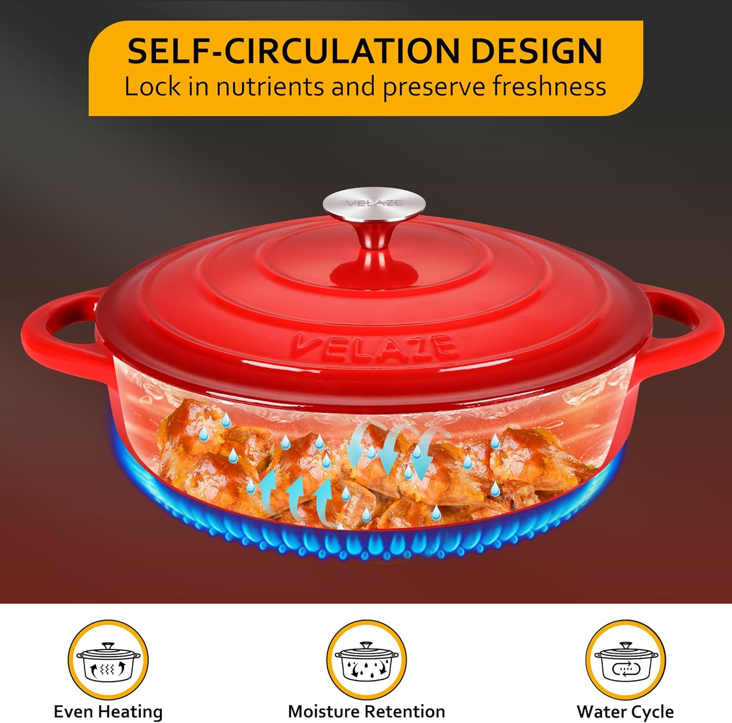 Velaze - Casserole à soupe ronde 3,5L - fonte émaillée, induction