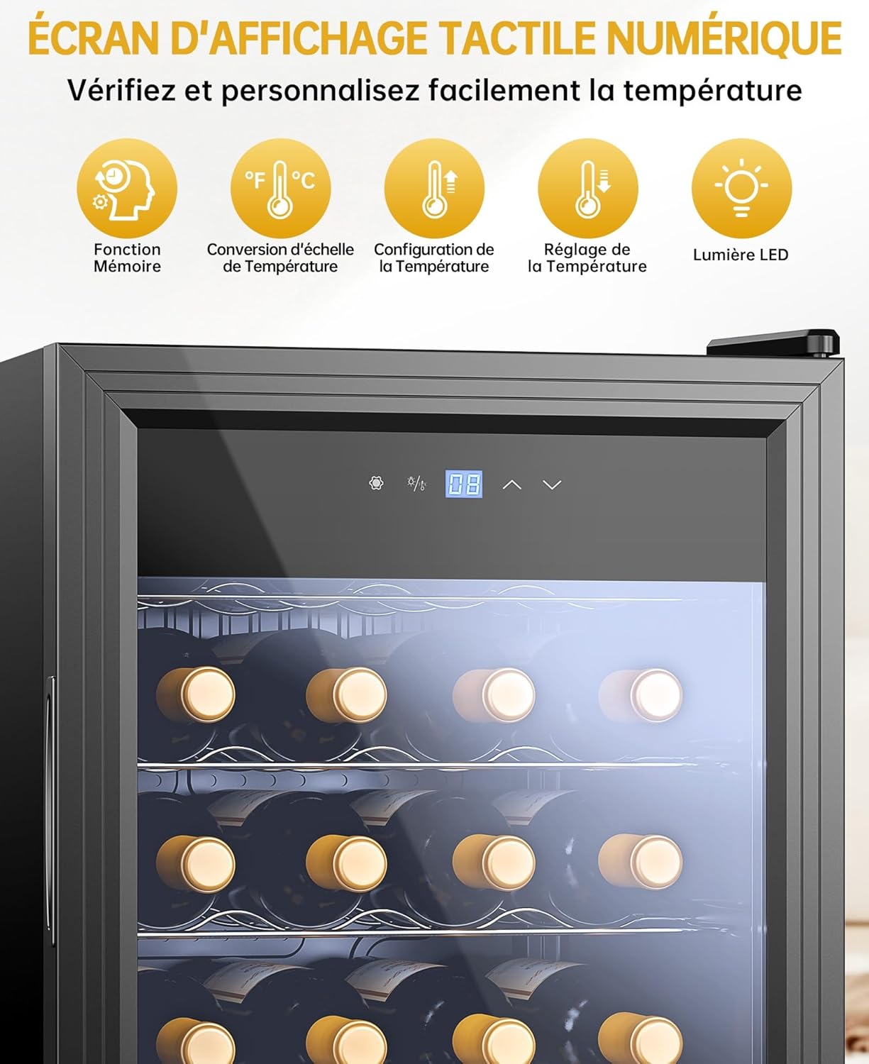Cave à vin - verre encastrable, 28 bouteilles, UV, 5-18°C, WIE