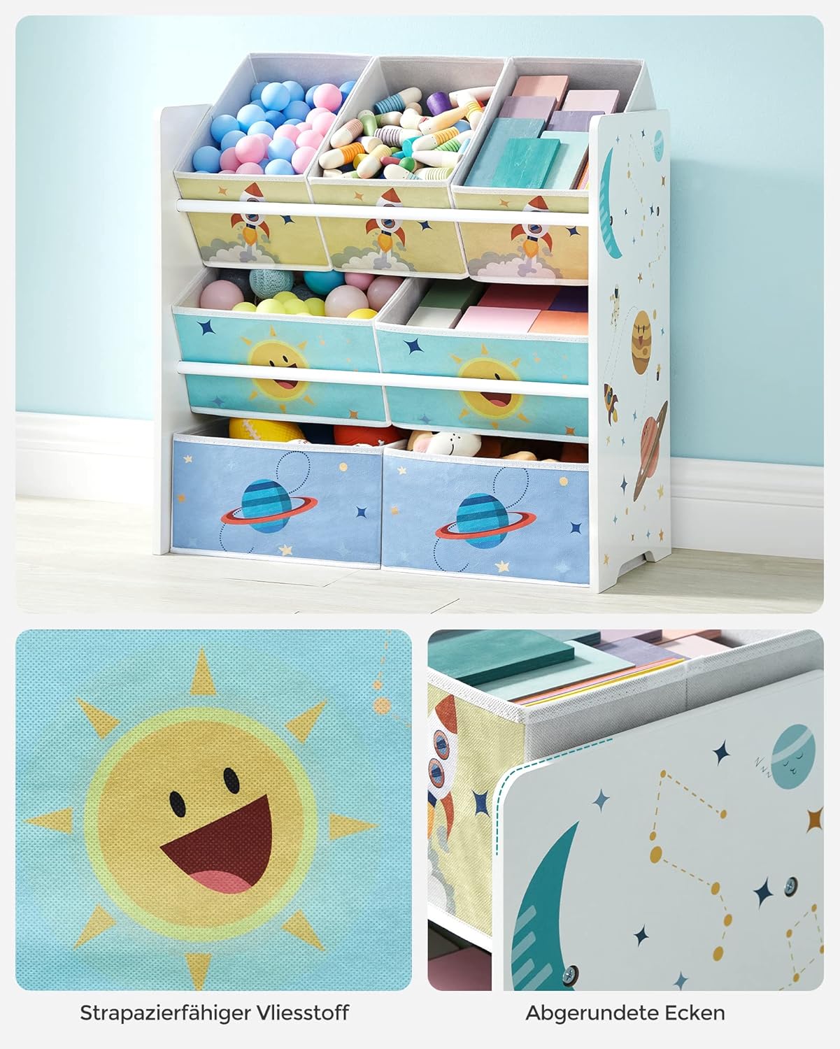 SONGMICS - Étagère jouets enfants, 7 boîtes tissu, 29,5x62,5x60cm