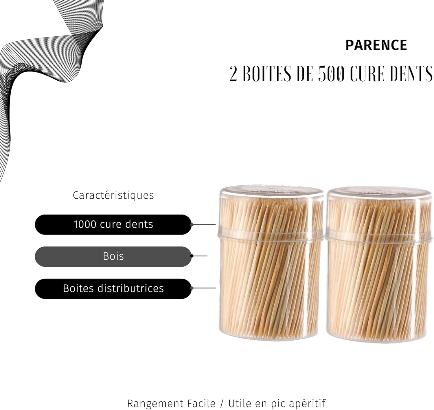 Parence - cure-dents bois - lot 1000pcs - usage quotidien, 2x500