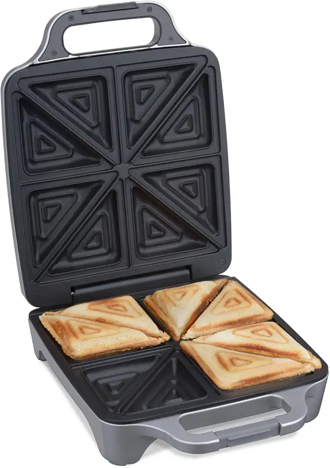 Cloer - croque-monsieur XXL 4 sandwiches, 1800W, argenté, 6269