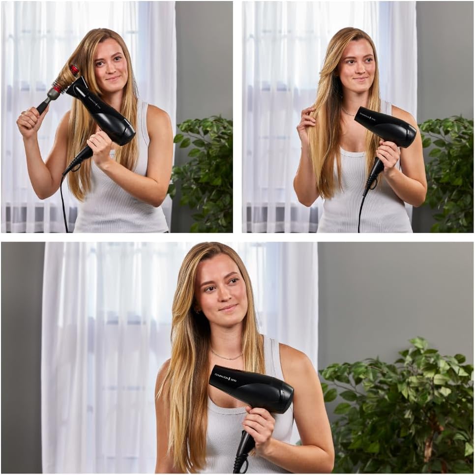 Remington - Sèche-cheveux Ionic Dry - 2200W, léger, 3 temp., 2 vitesses, D3198