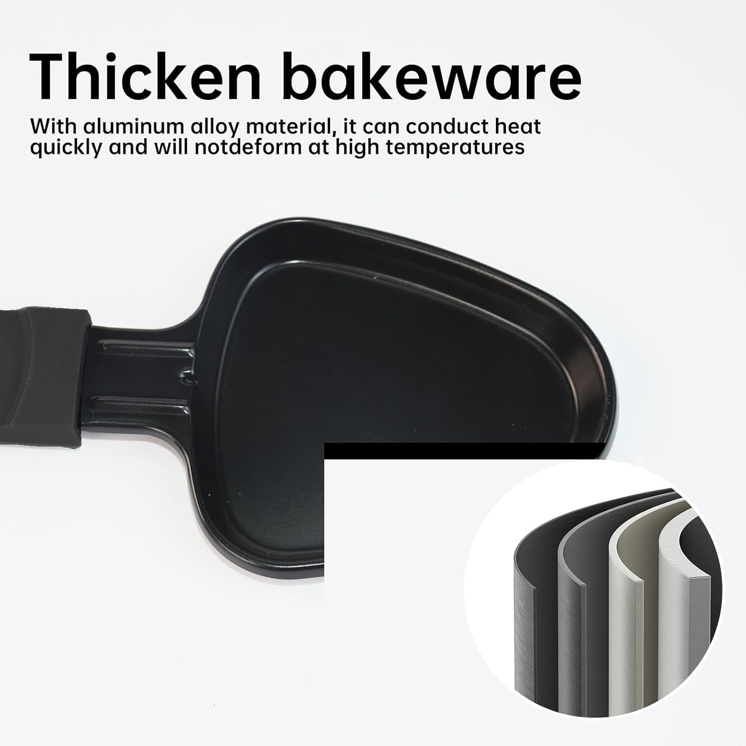 Poêlon à raclette - 8 pièces, triangle, revêtement antiadhésif, poignées isolées, 8 pelles