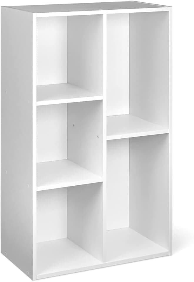 maxxidealz Basics - bibliothèque 5 compartiments - 50x24x80cm - blanc, rangement polyvalent