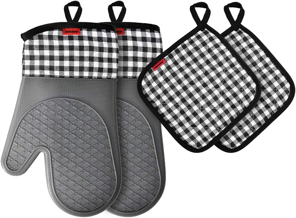 Ankway - Gants de cuisine silicone - taille unique - antidérapants et résistants à la chaleur