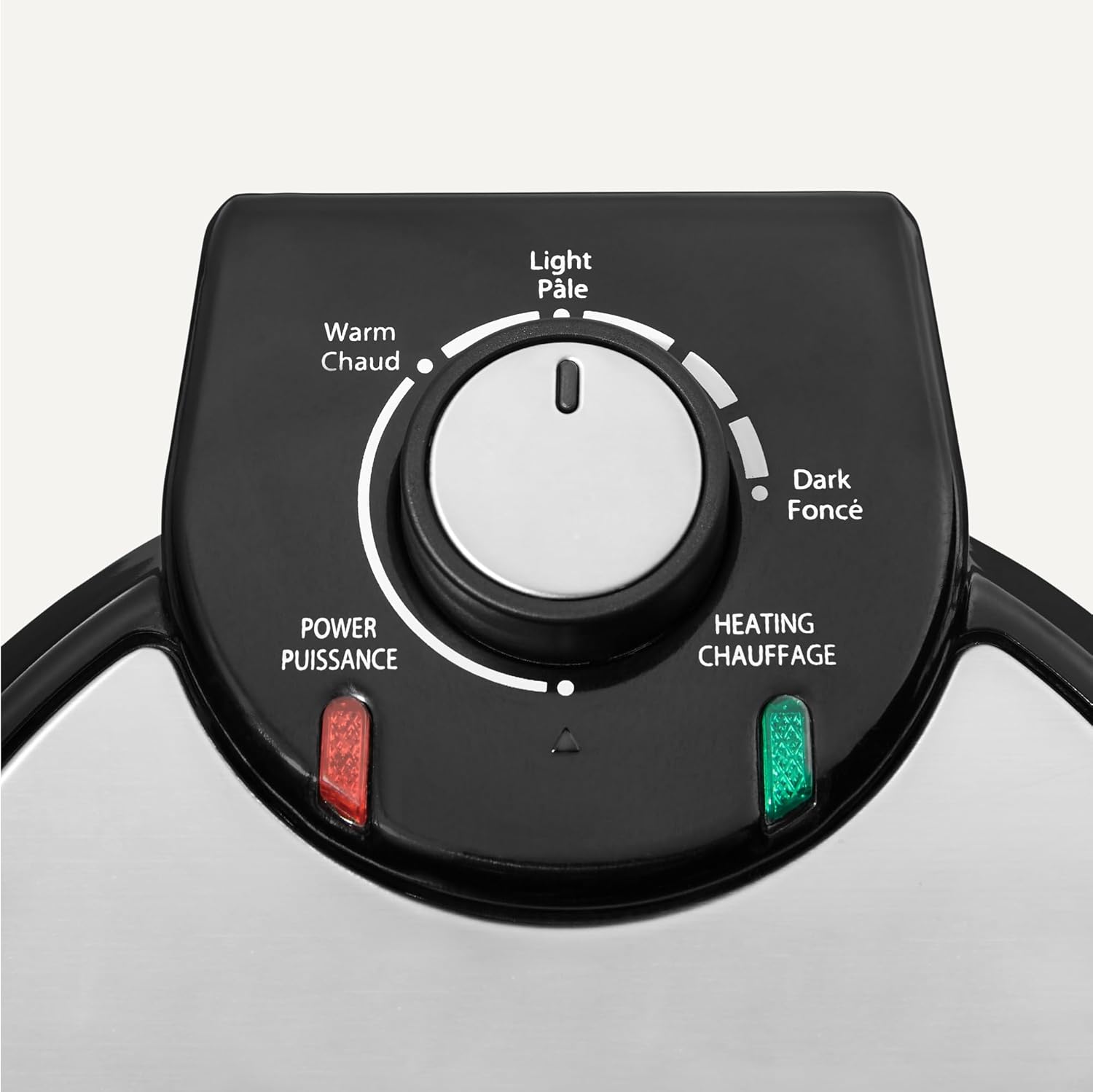 Amazon Basics - Gaufrier rond 20cm - Plaque céramique antiadhésive, contrôle dorure