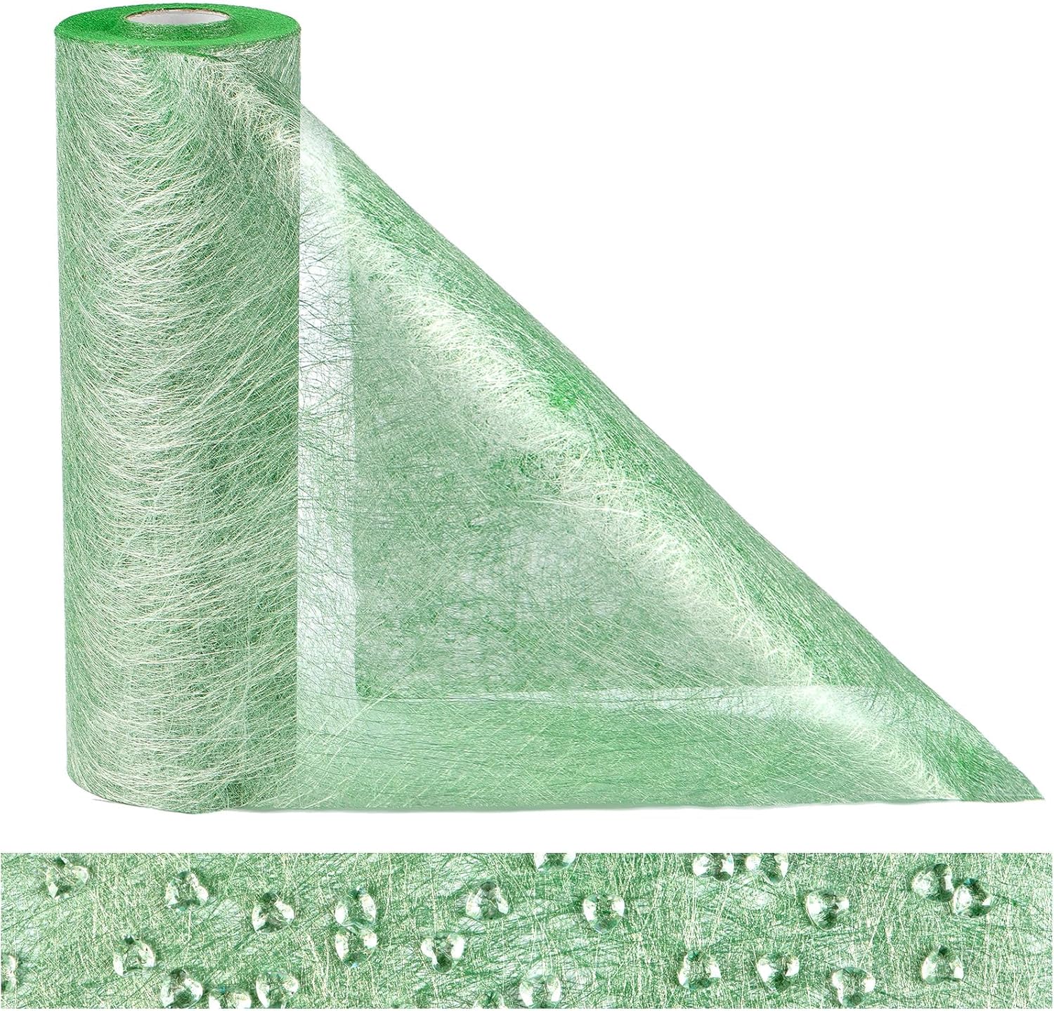 Chemin de table - rouleau non tissé vert 30mx23cm, 150 strass, décorations événements