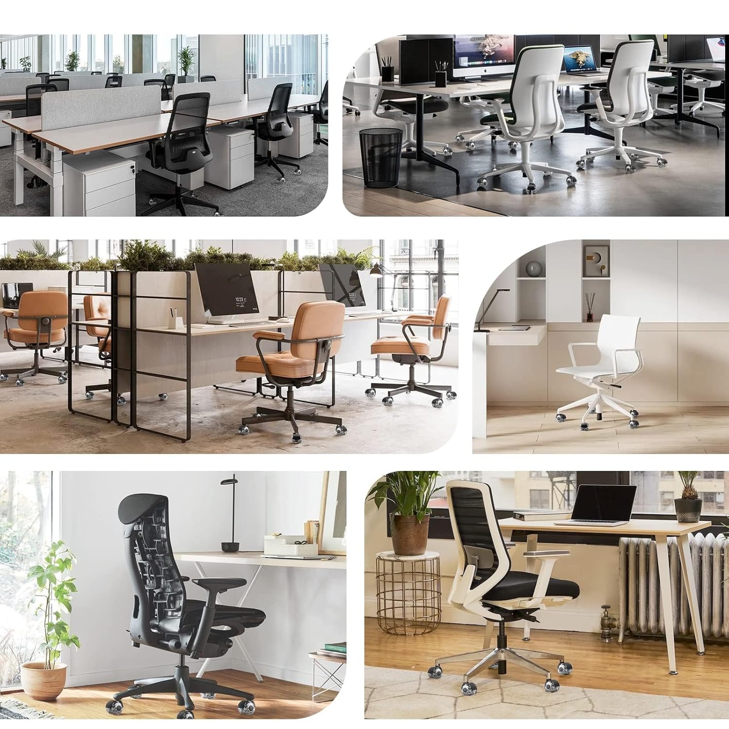 Sytopia - roulettes chaise bureau, lot de 5, 11x22mm, silencieuses, adaptées sols durs