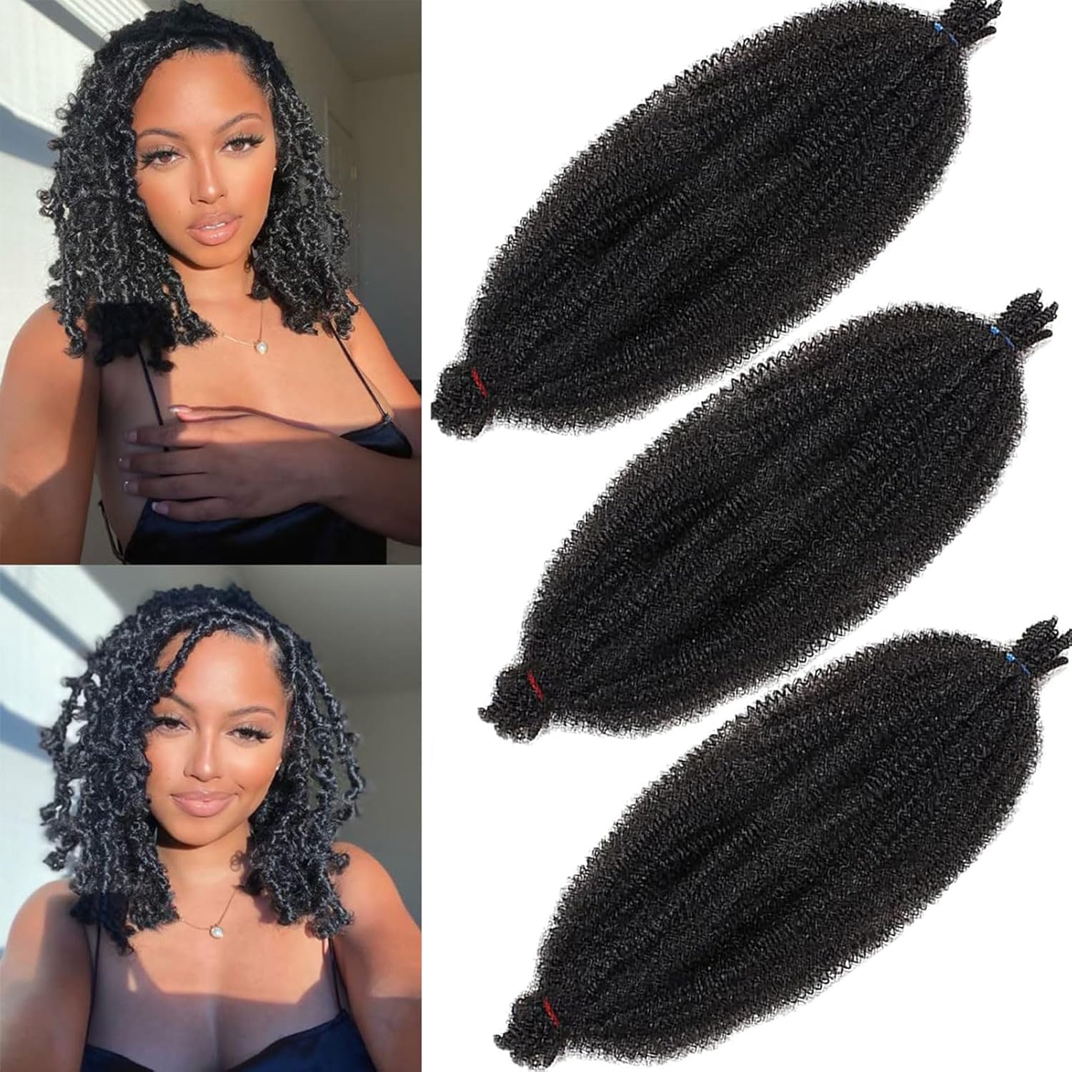 XTREND - extensions cheveux afro torsadés - 50,8 cm - lot de 3 paquets pré-séparés 1B#