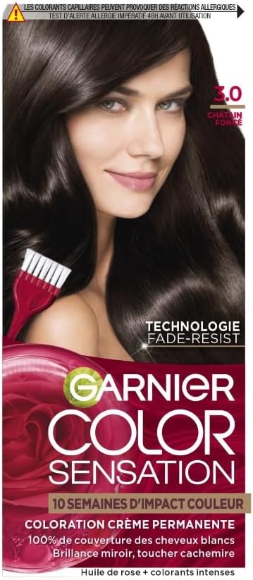 Garnier - Color Sensation Permanente - Châtain Foncé, couvre 100%, tenue 10 semaines