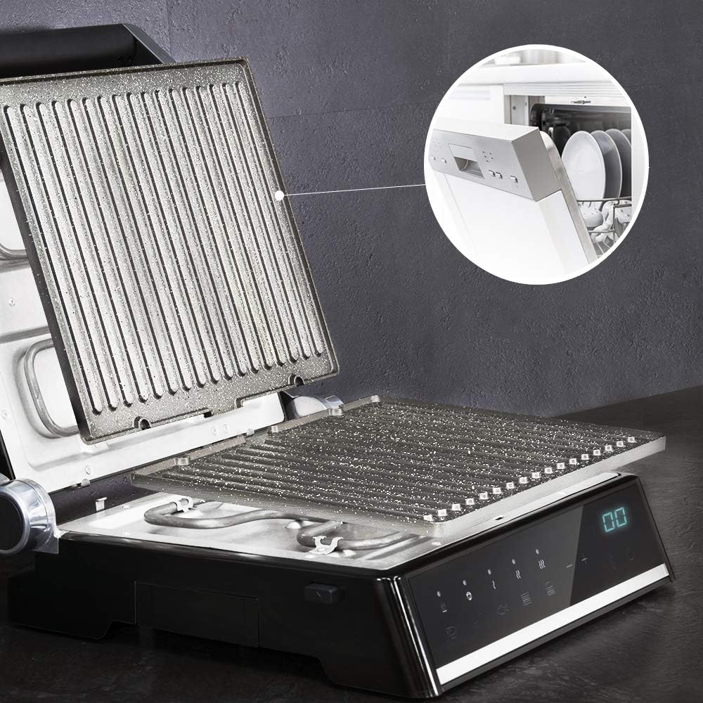 Cecotec - Rock’nGrill Smart - plaques amovibles, 180°, 2000W