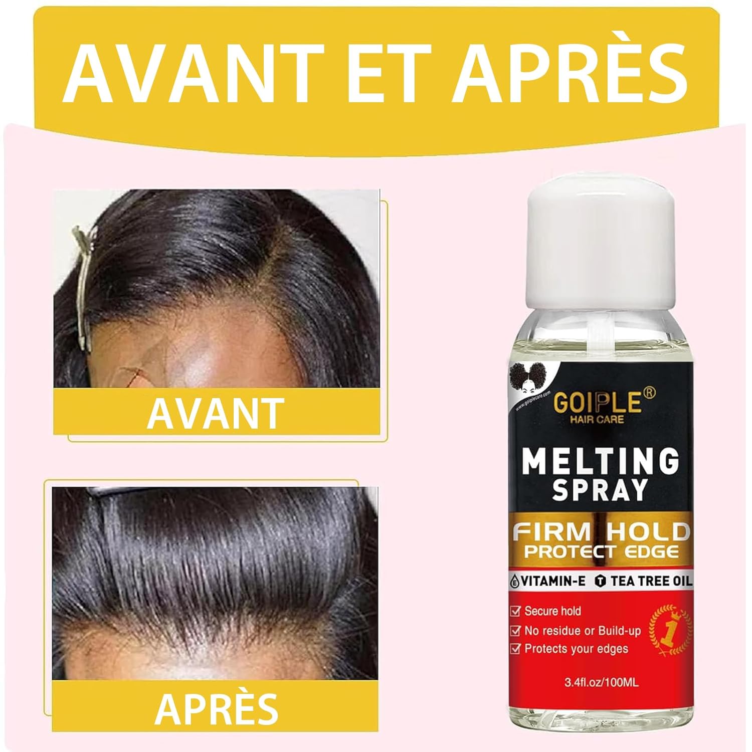Spray adhésif perruque - finition naturelle, protection bords, tenue longue