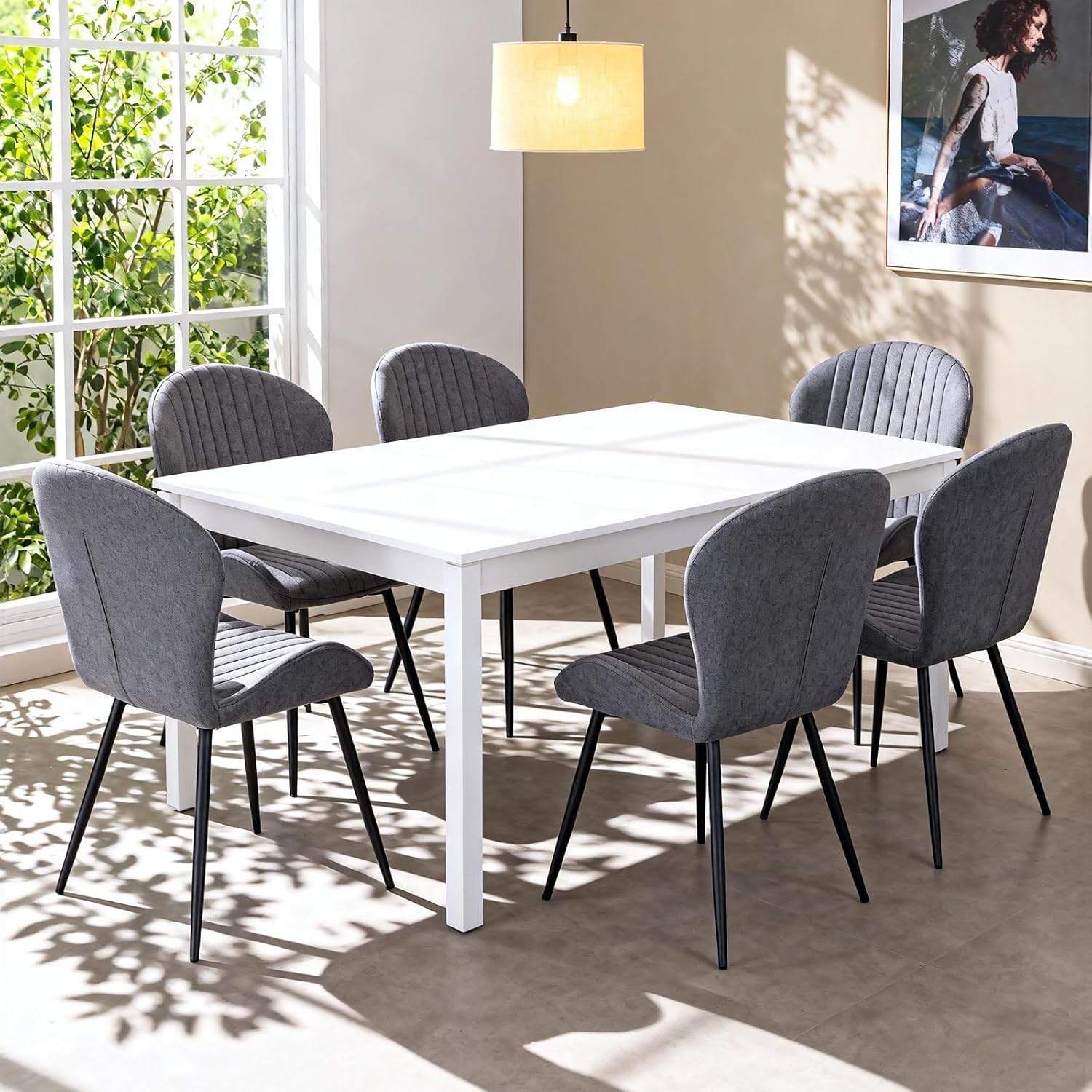 Chaises de salle à manger - lot de 2 - 60x58x83 cm - ergonomiques, accoudoirs, pieds métal, rembourrées, gris foncé