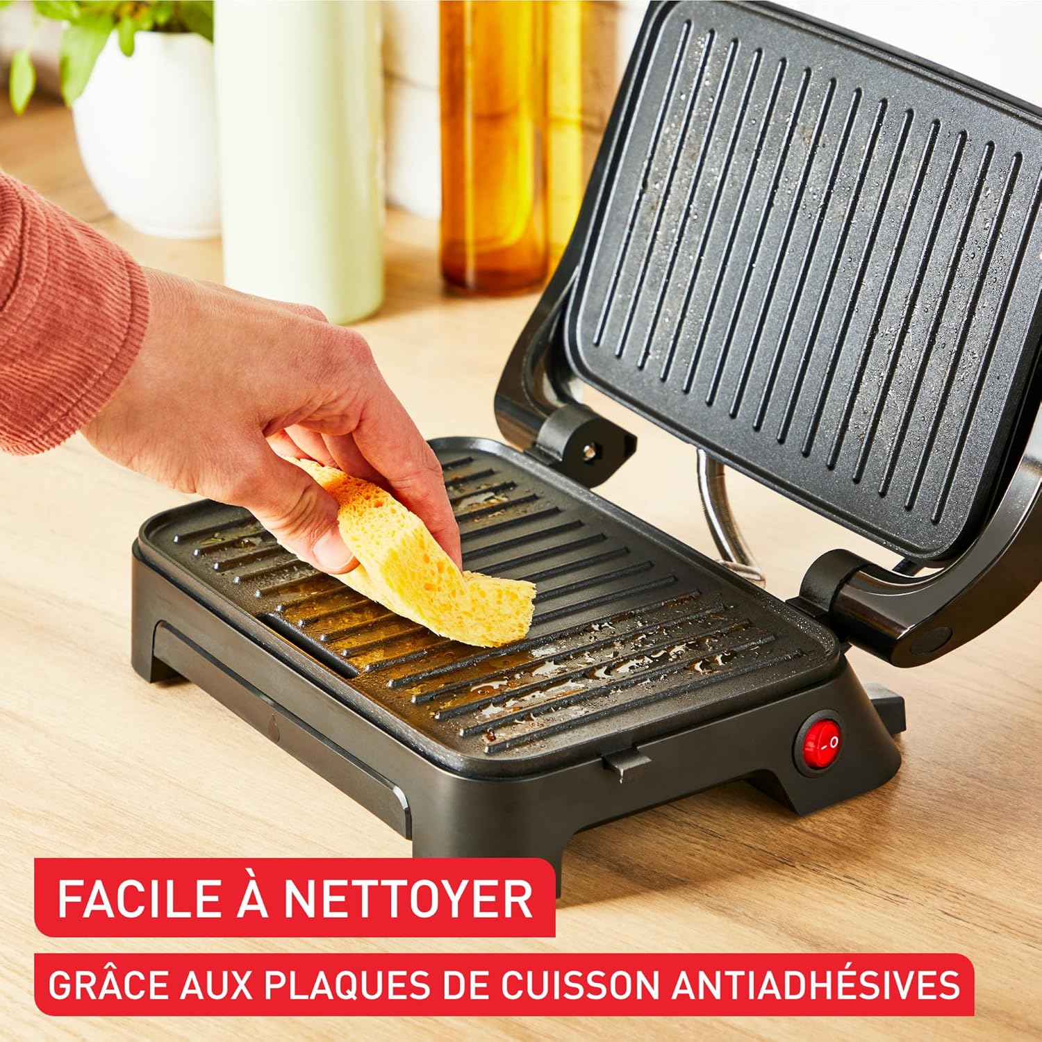 Tefal - Gril Inicio Compact - compact, plaques antiadhésives, nettoyage facile, GC270D10