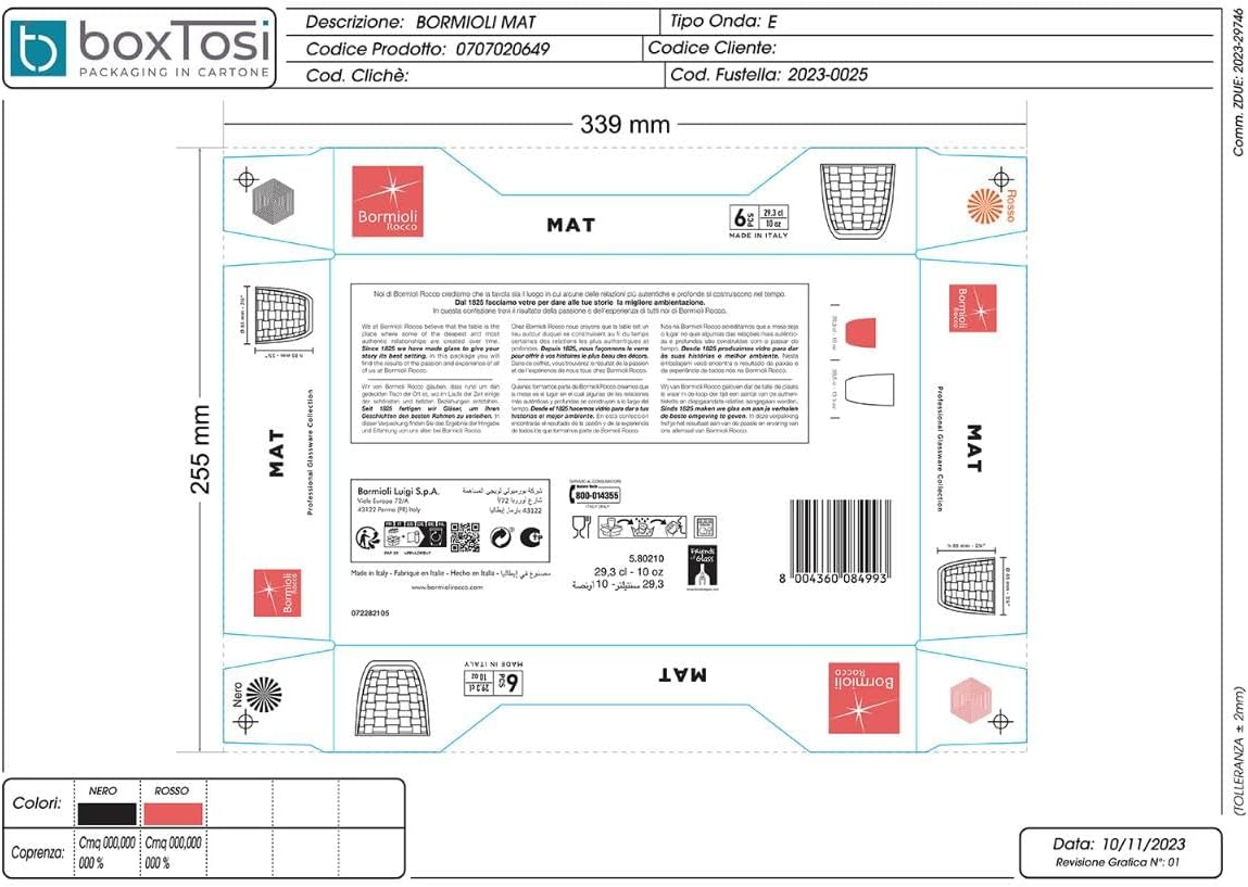 Bormioli Rocco - Lot de 6 verres à eau - 29,5cl - transparents