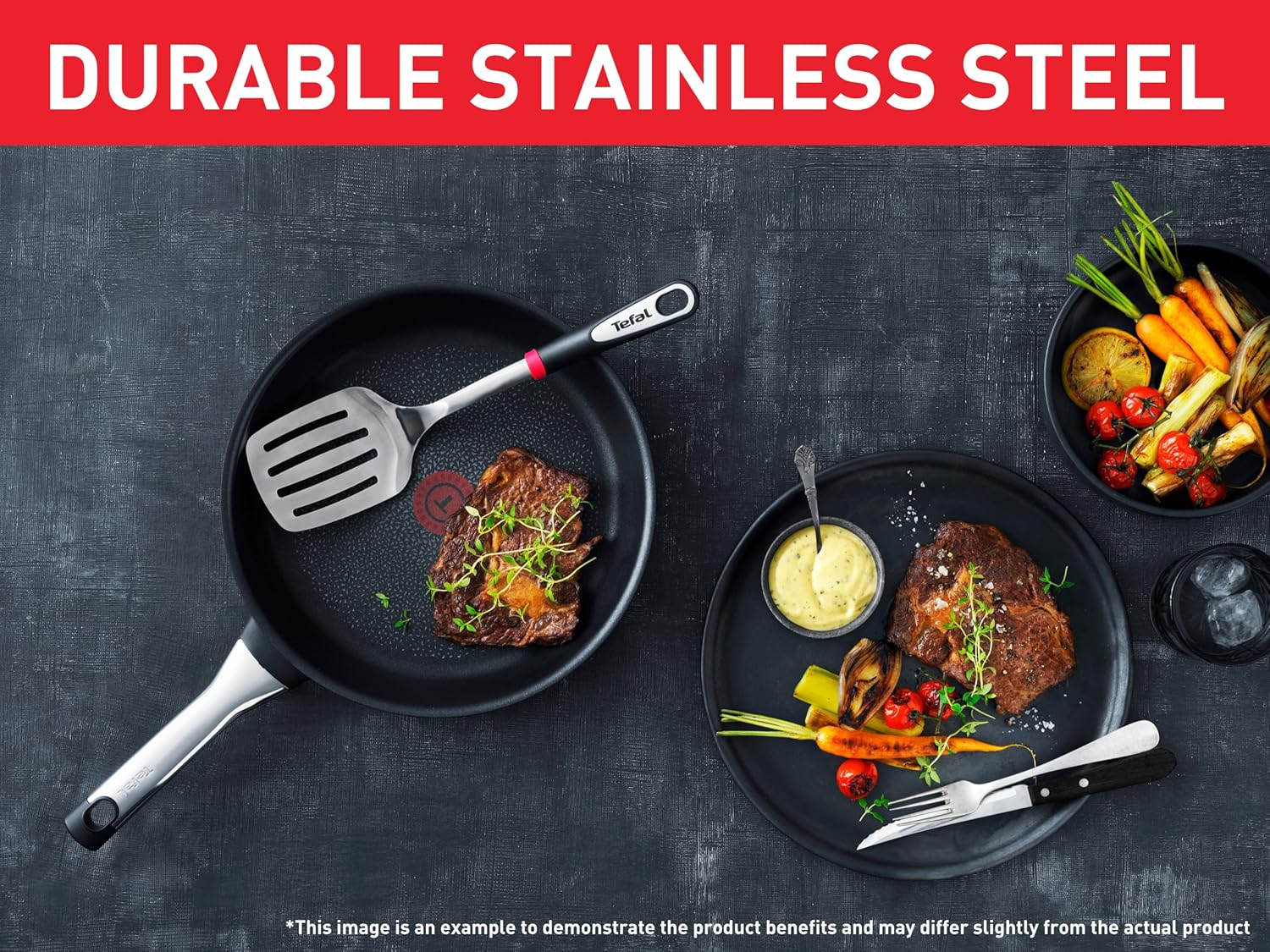 Tefal - Ingenio Inox - 35.15x9.2x7 cm - fouet inox, noir et rouge