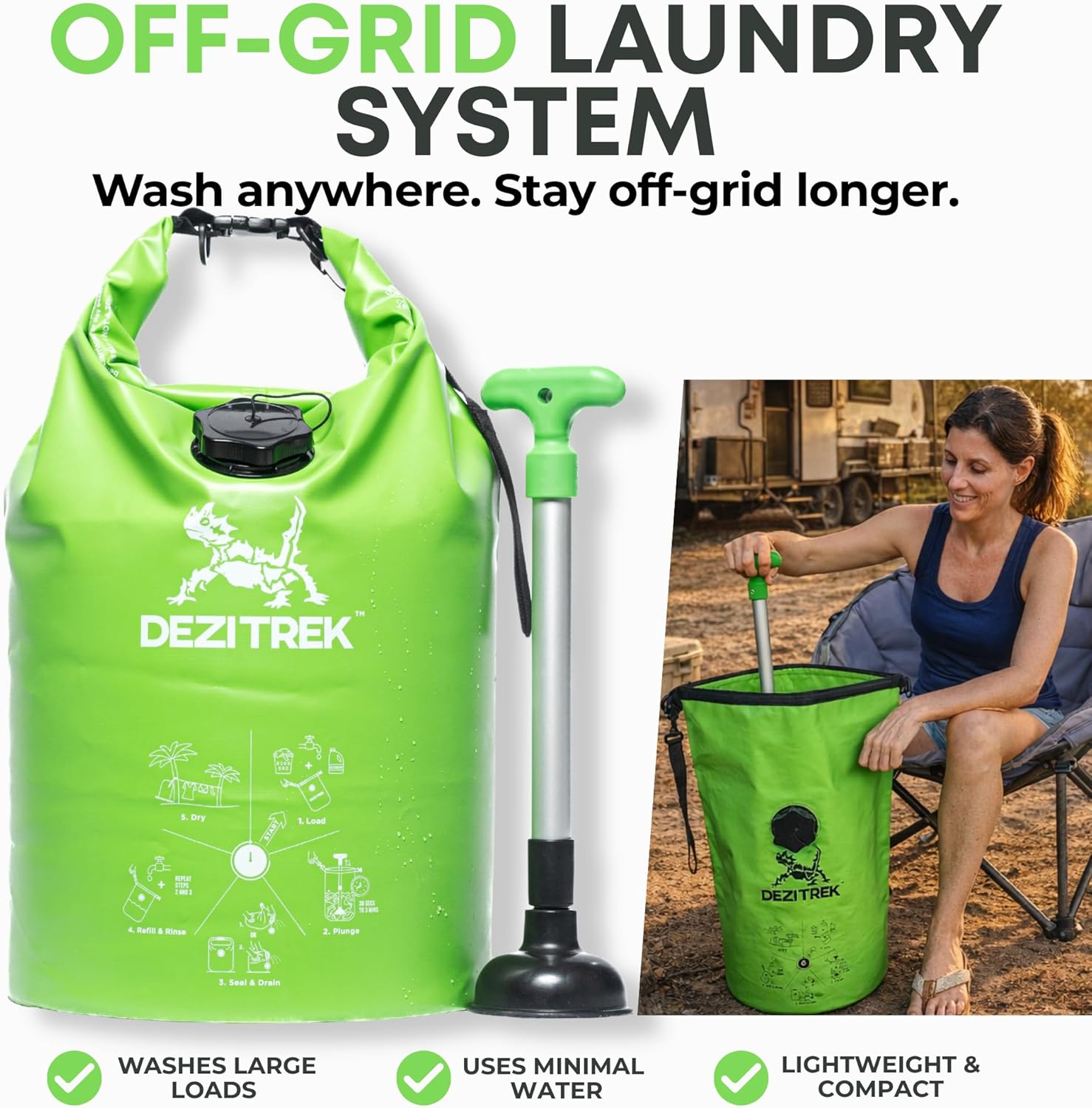 Machine à laver portable – grande capacité, lavage manuel, hors réseau