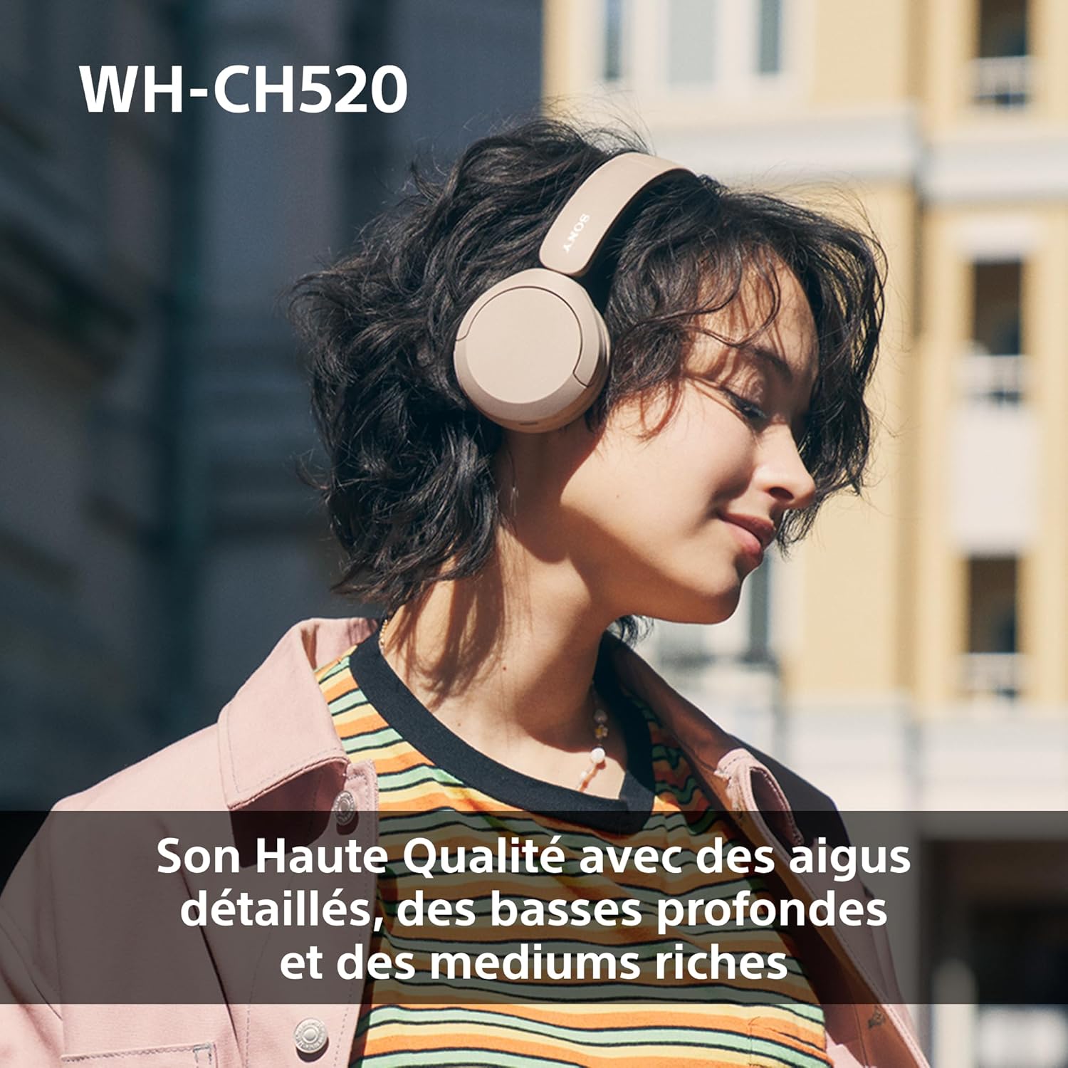 Sony - WH-CH520 - casque sans fil léger, Bluetooth, 50h autonomie