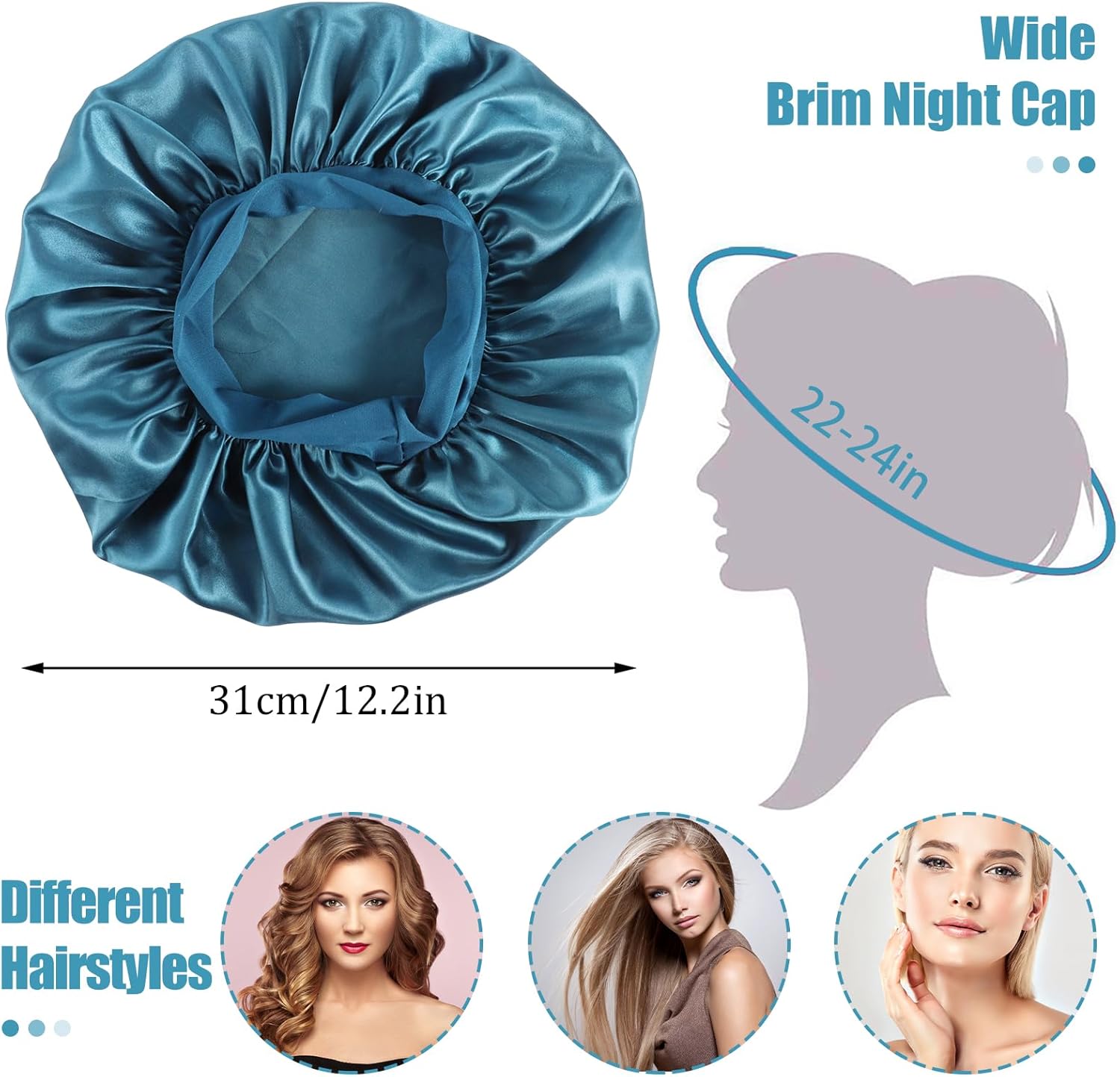 Bonnet cheveux - satin nuit, élastique, soin capillaire, confort