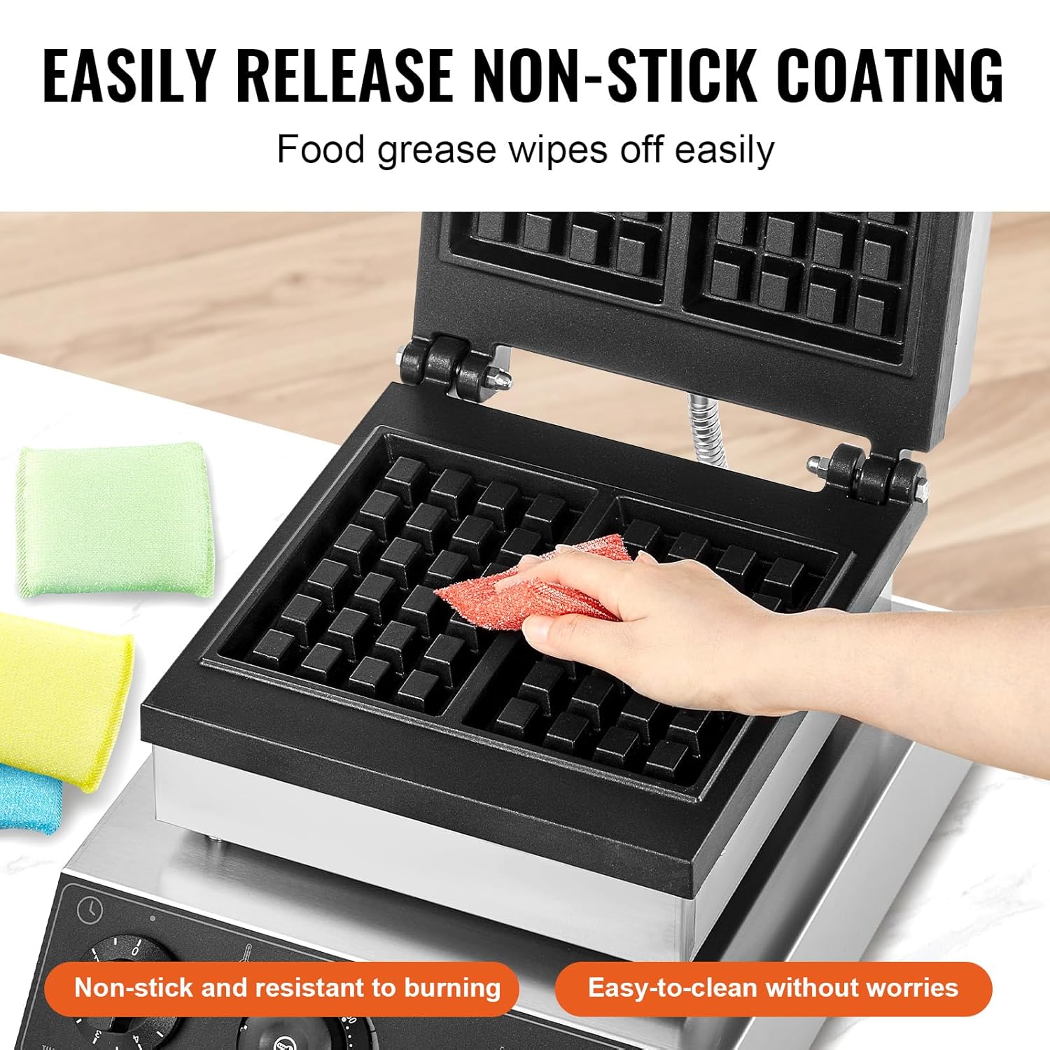 VEVOR - gaufrier commercial inox - 2 plaques, 2000W, contrôle temps/température